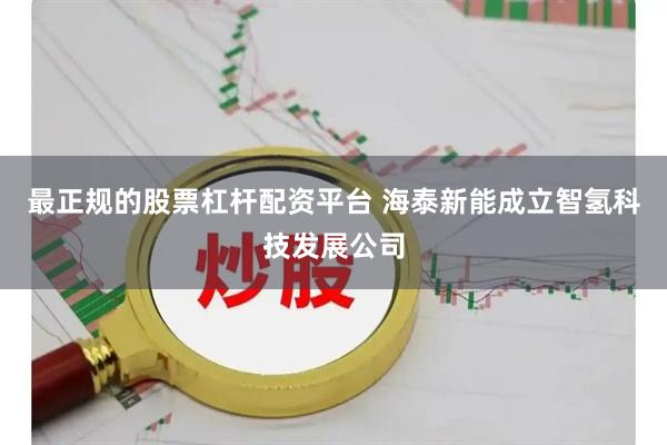 最正规的股票杠杆配资平台 海泰新能成立智氢科技发展公司